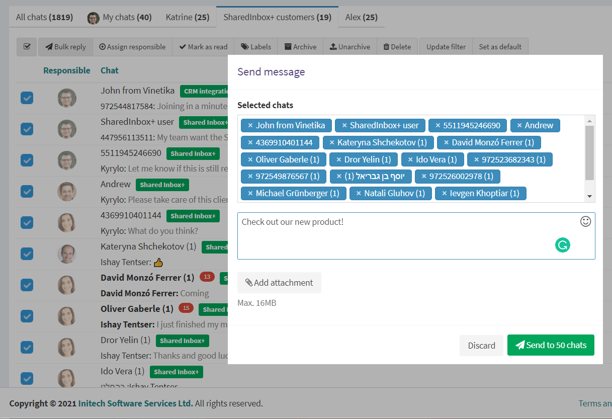 Whatsapp Bulk reply feature 1 2