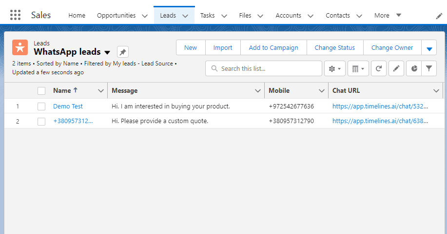 whatsapp salesforce integration