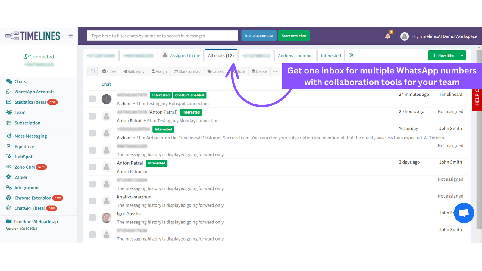 WhatsApp Shared Inbox for multiple numbers