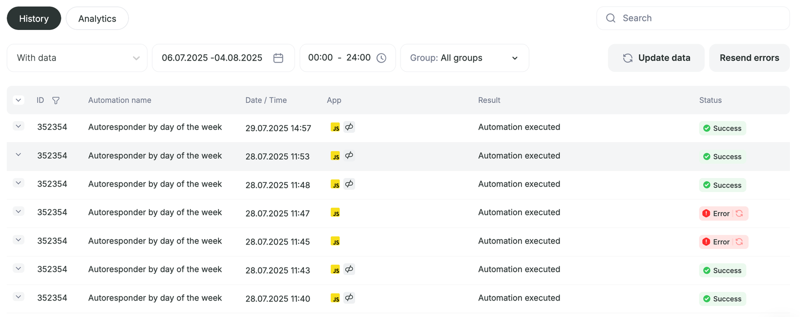 Workflow Log - Workflow Builder
